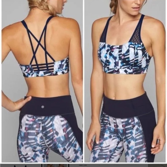 🌲 🎄 Athleta HP Printed Strappy-Go-Lucky Bra - Picture 1 of 3